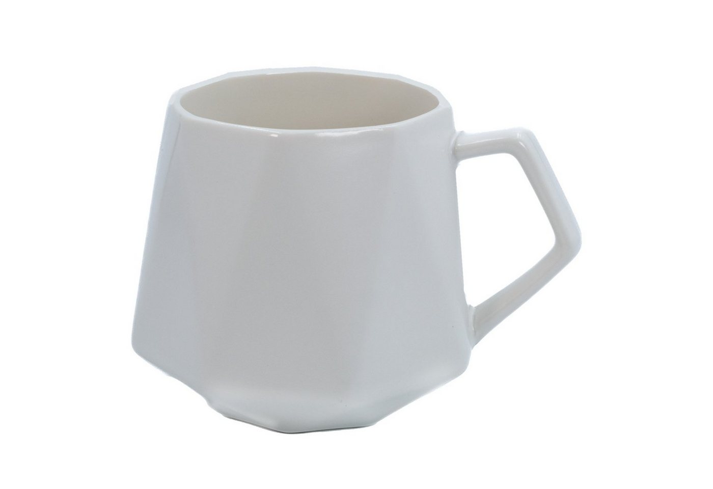 Intirilife Tasse, Keramik, Kaffee Tasse in Feinschliff Optik in Weiß mit 350 ml von Intirilife