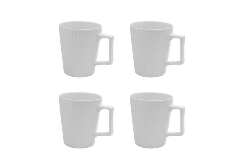 Intirilife Tasse, Keramik, Kaffee Tee Tasse 400 ml 12.5 x 7.1 / 9.4 x 10.5 cm gerilltes Muster von Intirilife