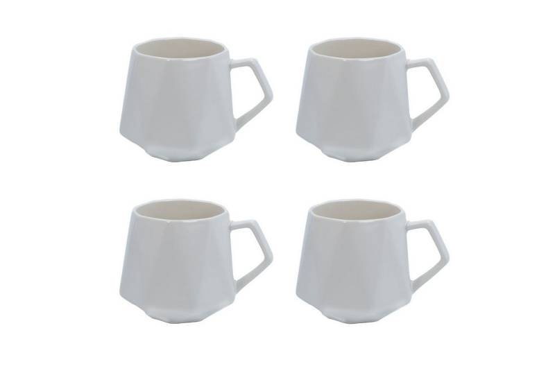 Intirilife Tasse, Keramik, Kaffee Tee Tasse in Feinschliff Optik 350 ml - 13 x 10.5 x 9.2 cm von Intirilife
