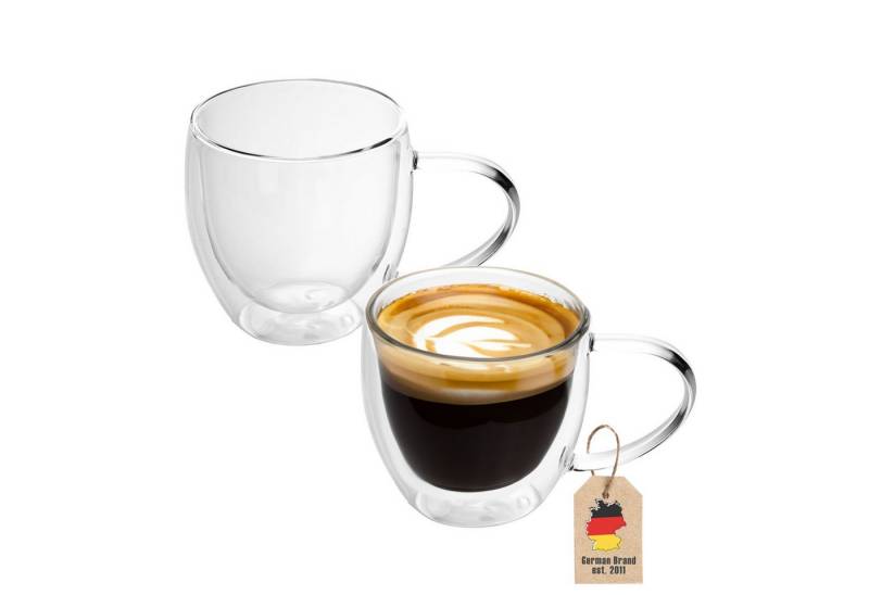 Intirilife Thermoglas, Glas, Gläser Set Thermoglas Teeglas Kaffeeglas 200ml Doppelwandig (2-tlg) von Intirilife