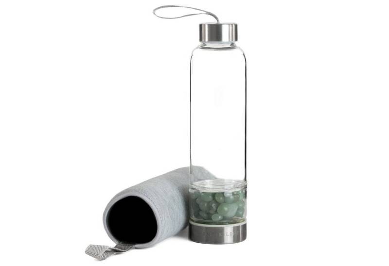 Intirilife Trinkflasche, Trinkflasche Wasserflasche - Heilsteinen, Tasche - Aventurin von Intirilife