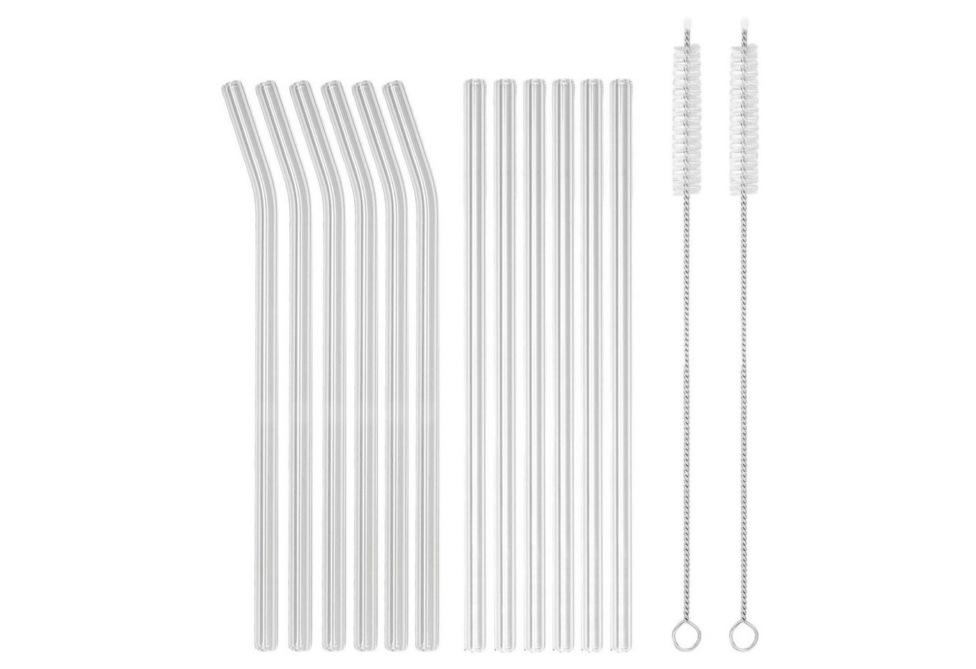 Intirilife Trinkhalme, (6er-Set, 15-tlg., 6er-Set), 5-teiliges Strohhalm Set aus Glas mit Tasche von Intirilife