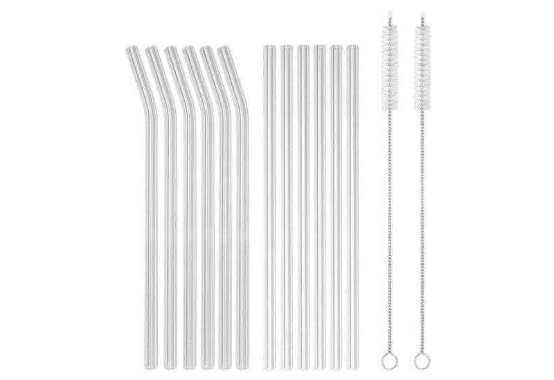 Intirilife Trinkhalme, (6er-Set, 15-tlg., 6er-Set), 5-teiliges Strohhalm Set aus Glas mit Tasche von Intirilife