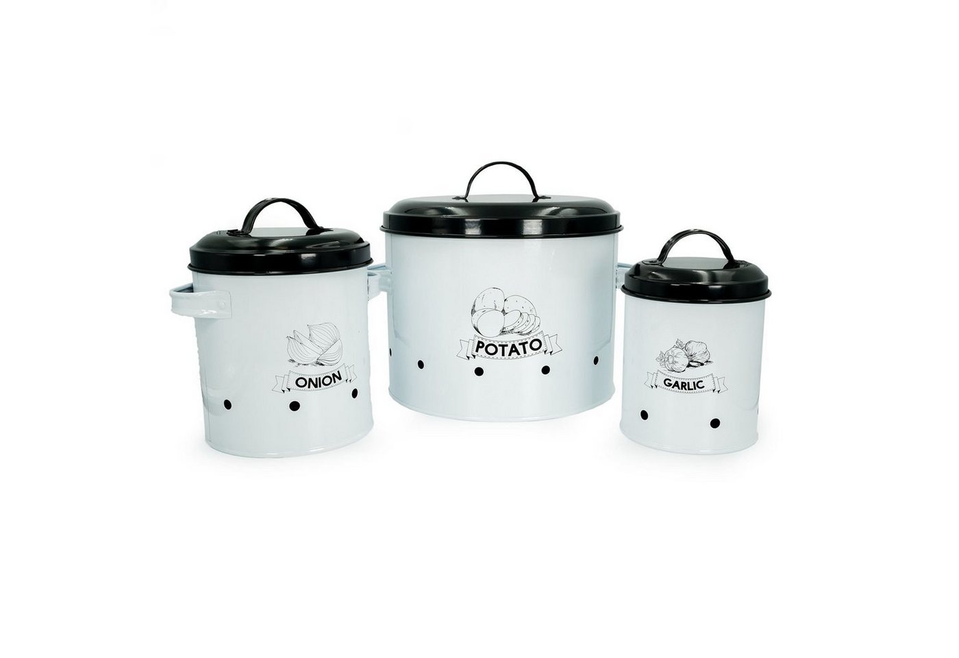 Intirilife Vorratsdose, Eisen, (3-tlg), 3er Set Vorratsdosen mit Deckel und Beschriftung Aufbewahrungsdosen von Intirilife