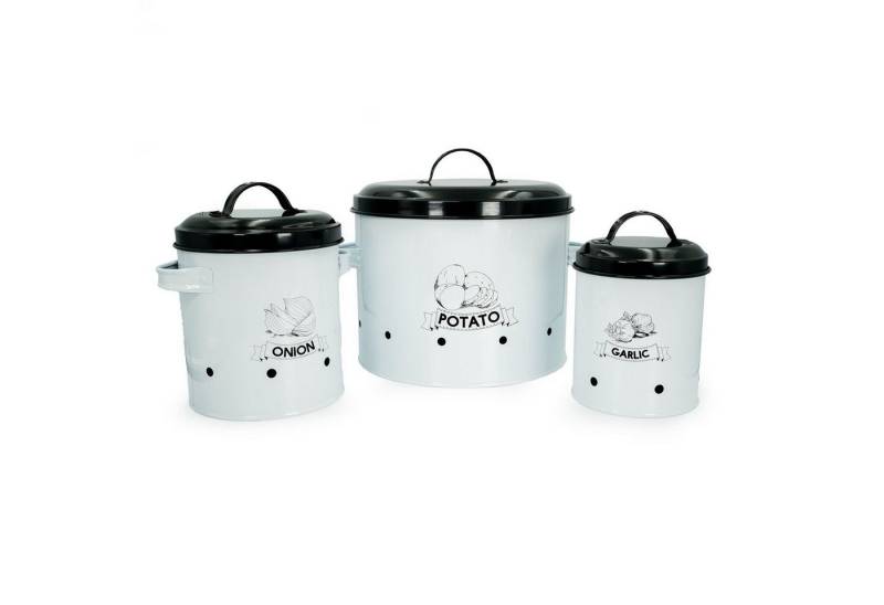 Intirilife Vorratsdose, Eisen, (3-tlg), 3er Set Vorratsdosen mit Deckel und Beschriftung Aufbewahrungsdosen von Intirilife