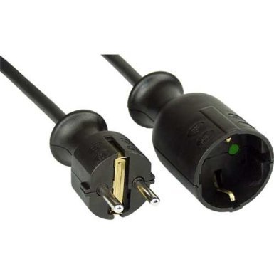 InLine Schutzkontakt-Verlängerung Stecker/Buchse+Kindersicherung schwarz 5m von Intos