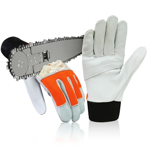 Intra-FIT Kettensägen-Schutzhandschuhe EN ISO 11393-4 aus Leder mit Handschutz, Forst-Schnittschutzhandschuhe für Motorsäge (Large) von Intra-FIT