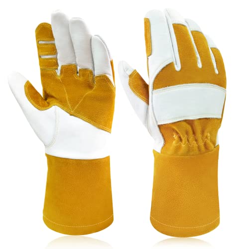 Intra-FIT MIG-Schweißerhandschuhe Rindsleder, Verstärkung Narbenleder an Handfläche Zeigefinger, lange Stulpe für Schutz des Unterarms, EN407:413X4X, EN12477 TYPE A Intra-FIT MIG-Schweißerhandschuhe Rindsleder, Verstärkung Narbenleder an Handfläche Zeigefinger, lange Stulpe für Schutz des Unterarms, EN407:413X4X, EN12477 TYPE A von Intra-FIT