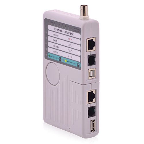 Netzwerktester und Kabeltester für USB, BNC, LAN, RJ11, RJ12 und RJ45 Kabel Patchkabel-Tester Grau von intratec 100% Shopping