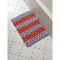 Lila Orange Striped Crochet Bath Mat, Soft & Absorbent Bathroom Carpet, Handmade Double Sided Cotton Rug - Modern Colorful Decor von IntriqInterior