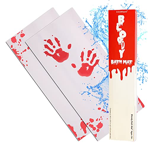 IntroWizard Bloody Badematte – Kombi-Set mit 2 Matten, die rot werden, wenn sie nass sind – eine große und eine kleine Matte – ideal für lustige Gag-Geschenke – Fußabdrücke verschwinden wie Magie von IntroWizard