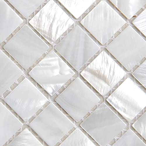 Weiße quadratische Muschel Mosaik Fliesen Perlmutt Küche Rückwand Dusche Hintergrund Badezimmer Deko Wandfliese von Introscience