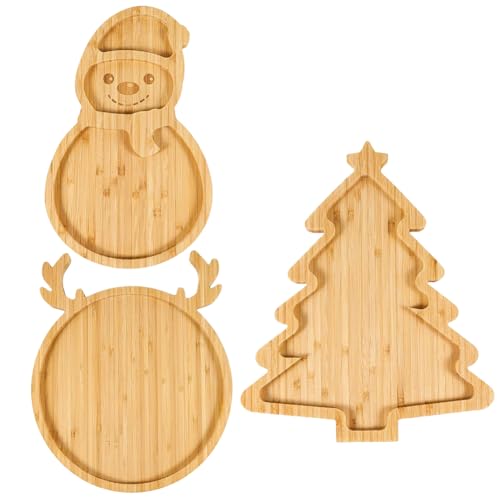 Introti 3 x Holztablett für Weihnachten, Charcuterie, Serviertablett, Vorspeisenteller, Partyzubehör, Dekoration von Introti
