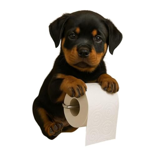 Introti Papierrollenhalter zur Wandmontage, Hundeform, Badezimmer-Papierständer (schwarzer Hund) von Introti