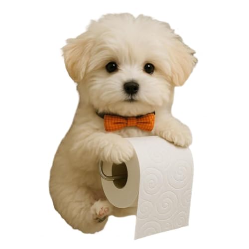 Introti Papierrollenhalter zur Wandmontage, Hundeform, Papierständer für Badezimmer (Bichon) von Introti
