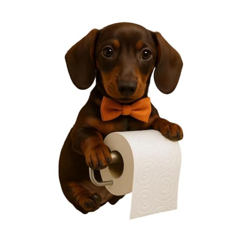 Introti Papierrollenhalter zur Wandmontage, Hundeform, Papierständer für Badezimmer (Dobermann) von Introti