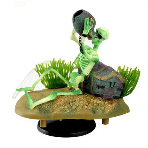 Introti Schatzjäger Skelett mit Luftschlauch Fisch betrunken Skelett Fisch Ornament Aquarium Luftbetriebene Landschaft Dekoration von Introti