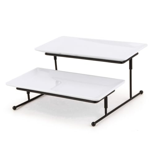 Introti Servierplatte mit 2 Etagen, zusammenklappbar, stabil, für Partys, Schwarz von Introti