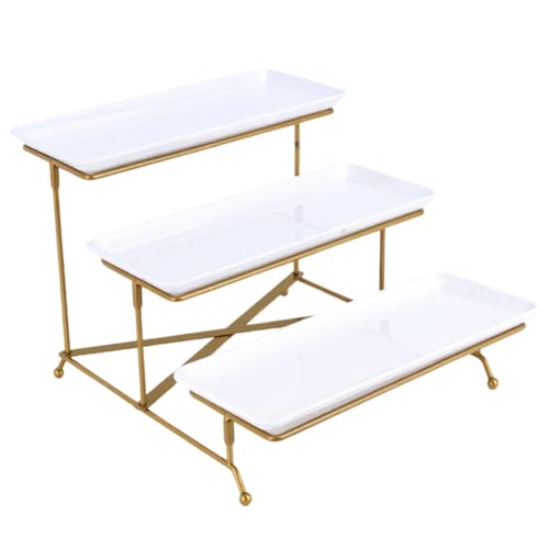 Introti Servierplatte mit 3 Etagen und zusammenklappbarem, stabilem Gestell für Partys (Gold) von Introti