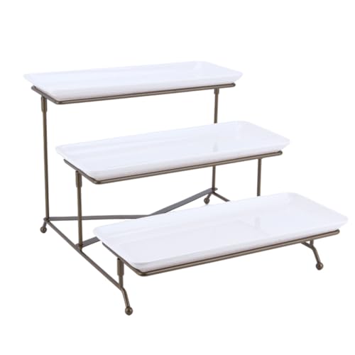 Introti Servierplatte mit 3 Etagen und zusammenklappbarem, stabilem Gestell für Partys (braun) von Introti