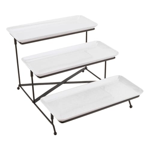 Introti Servierplatte mit 3 Etagen und zusammenklappbarem, stabilem Gestell für Partys (schwarz) von Introti