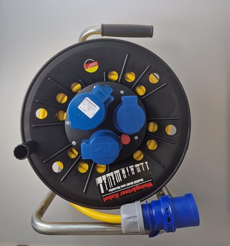 CEE Camping-Kabeltrommel mit 25m Panzerkabel in Signalfarbe gelb K35 AT07 V3V3-F 3G2,5 230 V/16A CEE Stecker CEE Steckdose + 2x Schuko Steckdosen - IP44 Campingkabel Kabelrolle Zubehör CEE Camping-Kabeltrommel mit 25m Panzerkabel in Signalfarbe gelb K35 AT07 V3V3-F 3G2,5 230 V/16A CEE Stecker CEE Steckdose + 2x Schuko Steckdosen - IP44 Campingkabel Kabelrolle Zubehör von IntuiFlex