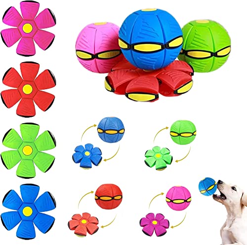 Invaxe 4 Stück Fliegend Untertasse Ball Spielzeug für Hunde und Katzen, Interaktives Fliegend Untertassen Ballspielzeug Geschenke für Kinder, Kleine Mittelgroße und GroßeRassen von Invaxe