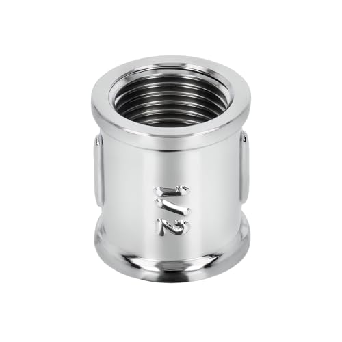 HYDROBIL Muffe 1/2" BSP (18,6mm) Innengewinde x 1/2" BSP (18,6mm) Innengewinde, Messing Verchromt, Verbindungsstück, Sanitärarmaturen Wasserrohr, Sanitärverbindungen, 10 Bar, Max. Temp. 95°C von HYDROBIL