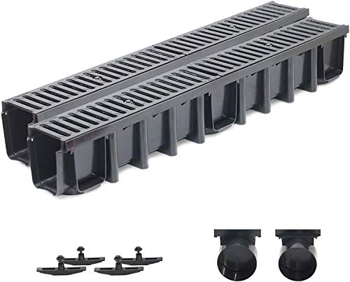 14m Entwässerungsrinne Tiefe 148mm Belastungsklasse C250, Gußrost komplett SET (schwarz) von Invena