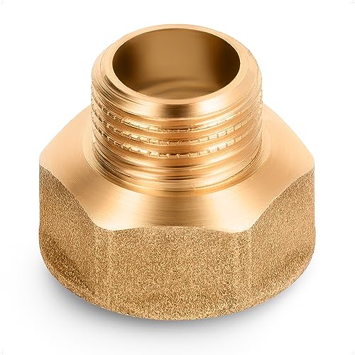 HYDROBIL Muffennippel 3/4" BSP (24,1mm) Innengewinde x 1/2" BSP (21mm) Außengewinde, Messing, Gewindeadapter, Sanitärarmaturen für Wasserrohr, Anschlüsse, 10 Bar, Max. Temp. 95°C, BSP Anschluss von HYDROBIL