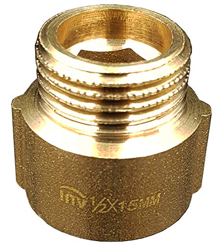 Invena 1/2"BSP (15mm) Rohrgewinde Erweiterung Weiblich Männlich x Gusseisen Messing - 15 mm lang von PLUMBING4HOME