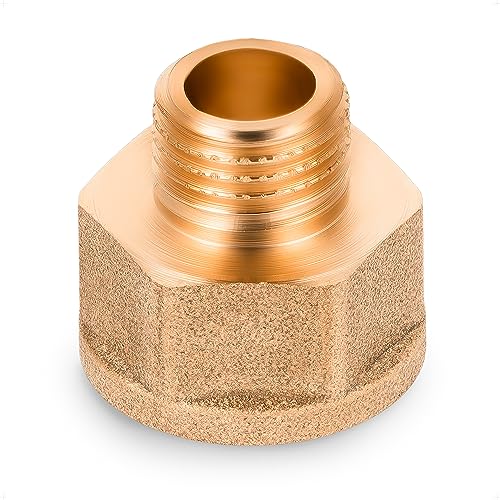 HYDROBIL Muffennippel 3/8" BSP (15mm) Innengewinde x 1/4" BSP (13,2mm) Außengewinde, Messing, Gewindeadapter, Sanitärarmaturen für Wasserrohr, Anschlüsse, 10 Bar, Max. Temp. 95°C, BSP Anschluss von HYDROBIL