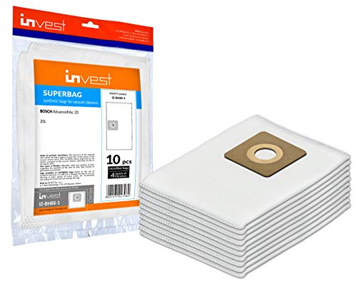 Invest - Staubsaugerbeutel Ersatz, Filtertüten Beutel Kompatibel mit BOSCH AdvancedVac 20, BOSCH UniversalVac 15 - Weiß, 10 Stück von Invest