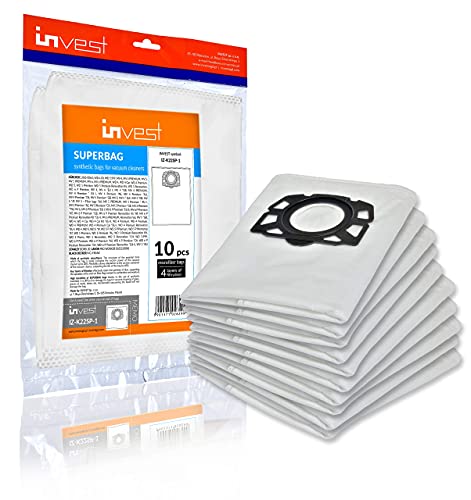 Invest 10 Mikrovlies-Staubsaugerbeutel für Kärcher WD4, WD5, WD6, MV4, MV5, MV6, 2.863-006.0 von Invest
