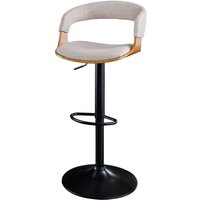 Barhocker höhenverstellbar Stoff Holzfurnier in Beige Natur Barhocker höhenverstellbar Stoff Holzfurnier in Beige Natur von Invicta Interior