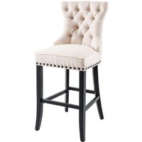 Barhocker mit Lehne in Beige Schwarz Chesterfield Stoff Holz Barhocker mit Lehne in Beige Schwarz Chesterfield Stoff Holz von Invicta Interior