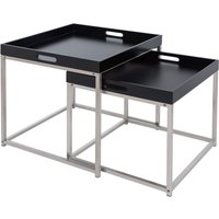 Beistelltisch 2er Set MDF Metall in Schwarz mit Tabletts von Invicta Interior GmbH