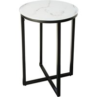 Beistelltisch Hartglas Metall in Weiß Schwarz 40x40 cm von Invicta Interior
