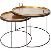 Beistelltisch Metall Eisen in Gold Schwarz 2e Set von Invicta Interior