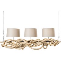 Blendarme Hängelampe 3-flammig Holz Leinen 165 cm lang von Invicta Interior