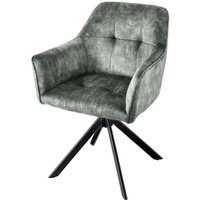 Bürostuhl Grün Schwarz mit Armlehne ohne Rollen Samt Metall Bürostuhl Grün Schwarz mit Armlehne ohne Rollen Samt Metall von Invicta Interior