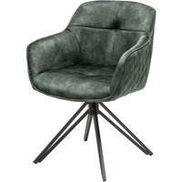 Bürostuhl drehbar Samt Metall in Grün Schwarz ohne Rollen von Invicta Interior