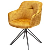 Bürostuhl drehbar in Gelb Schwarz ohne Rollen Samt Metall von Invicta Interior