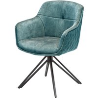 Bürostuhl ohne Rollen Samt Metall in Petrol Schwarz drehbar Bürostuhl ohne Rollen Samt Metall in Petrol Schwarz drehbar von Invicta Interior