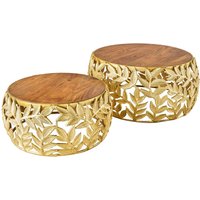 Couchtisch 2er Set Akazienholz Metall in Natur Handarbeit Couchtisch 2er Set Akazienholz Metall in Natur Handarbeit von Invicta Interior