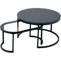 Couchtisch 2er Set MDF Hartglas Metall in Schwarz von Invicta Interior