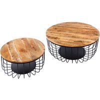 Couchtisch 2er Set Mango Holz Metall Handarbeit von Invicta Interior