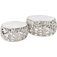 Couchtisch 2er Set Marmor Metall in Weiß Handarbeit von Invicta Interior