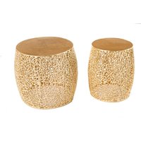 Couchtisch 2er Set Metall in Gold Handarbeit von Invicta Interior