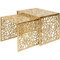 Couchtisch 2er Set Metall in Gold eckig Handarbeit von Invicta Interior